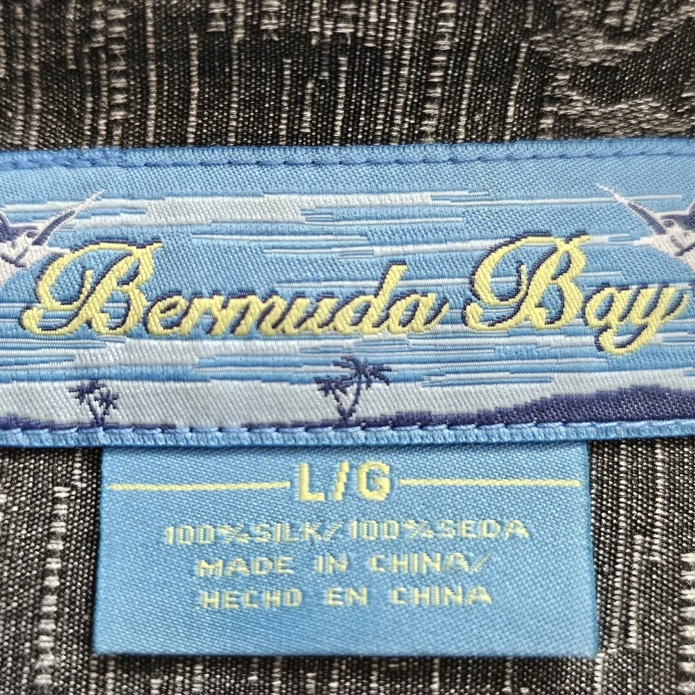Bahama Bay Silk Button Up Mens Shirt, Short Sleeve, Lg Swordfish‎ Design